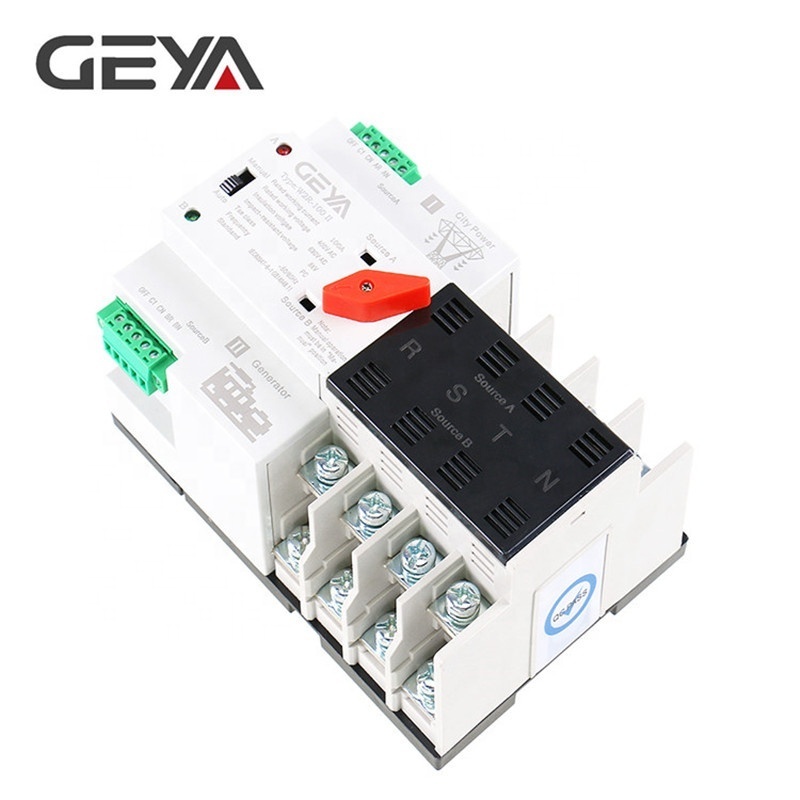 GEYA W2R-100 Din Rail ATS 4P Small Automatic Transfer Switch on off Switch