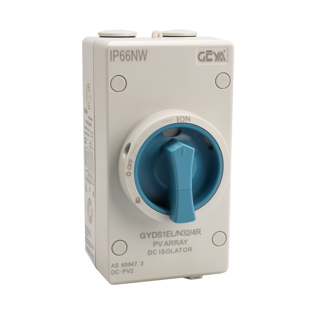 GEYA GYIS-N32/4 Din Rail IP66 Solar PV dc disconnect switch 20a isolator switch 1200V 1000V  for DC application