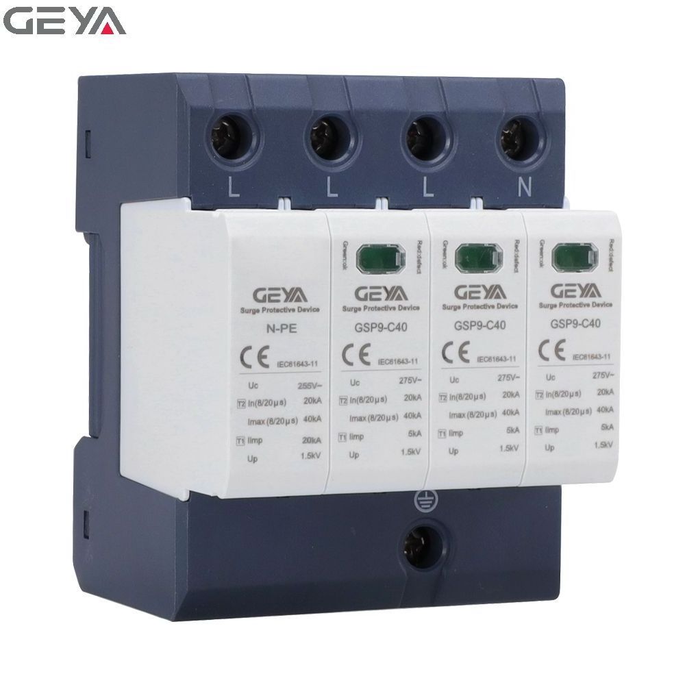 GEYA GSP9-C40-3P+N-40KA High Quality 3P+N SPD 220V 275V 385V 420V 440V surge protective device Class B 60KA Voltage Protector