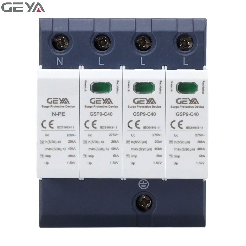 GEYA GSP9-C40-3P+N-40KA High Quality 3P+N SPD 220V 275V 385V 420V 440V surge protective device Class B 60KA Voltage Protector