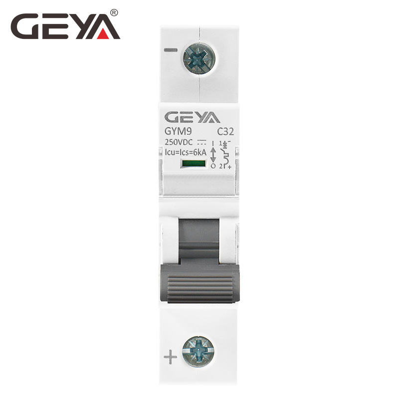 GEYA OEM ODM GYM9 DC MCB 6kA 2P 50/60 Hz 250V 500V 750V 1000V Solar PV System Miniature Circuit Breaker