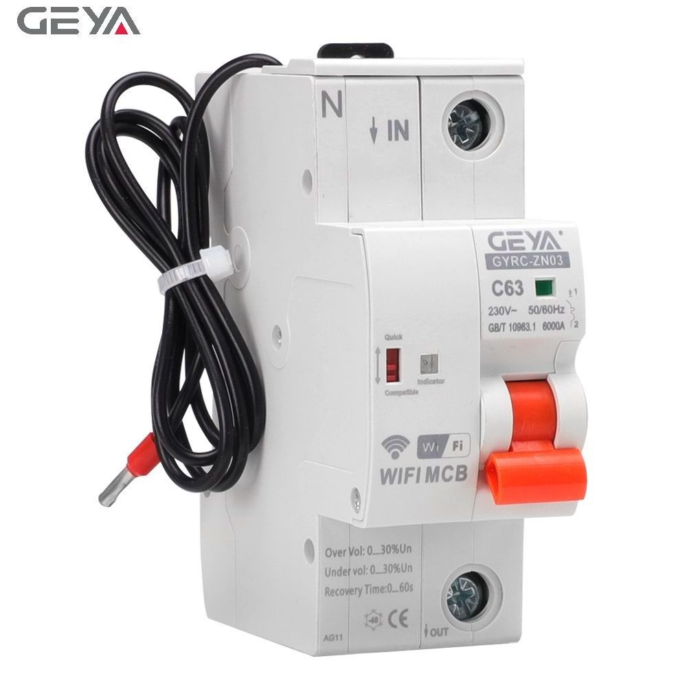 GEYA GYRC-ZN03 1P/20A WIFI Circuit Breaker Smart Time Timer Relay Switch Voice Remote Control Smart Home for Alexa Google Home