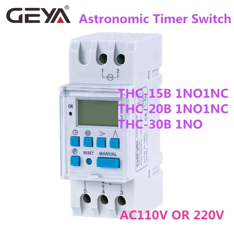 GEYA THC-15B Astronomical Timer Switch LCD Display 16A 20A 30A Timing Control Latitude Switch 110V 220V Astronomic Switch