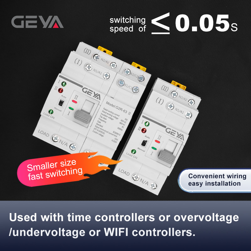 GEYA G2R 50A 2p ats dual ats Automatic Transfer Switch Changeover Switches Din Rail Type to Generator ats 63A Switch 230V AC