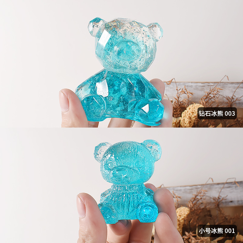 Diamond bear ice grid silicone mold diy cut solid geometry bear candle ornaments dripping glue abrasives