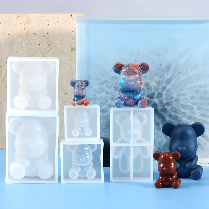 Crystal Dipping Plastic Bear Semi-dimensional Silicon Mold DIY Jewelry Small Bear Big Tyranchi Bear Hanging