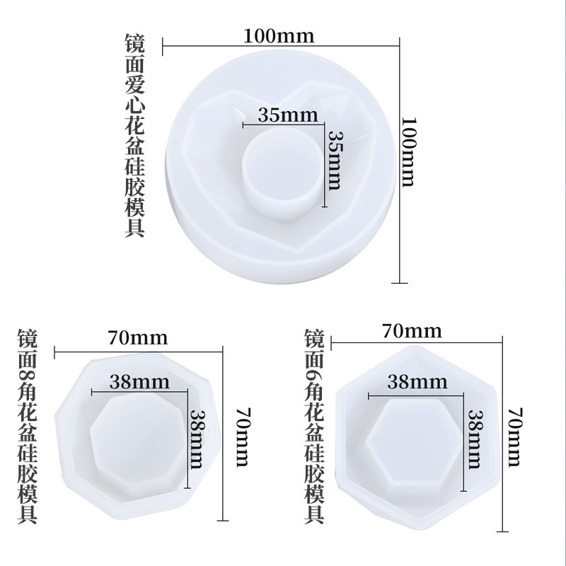 Three flower pots wholesale crystal gel silicone mold for the production of scented candle flower pots