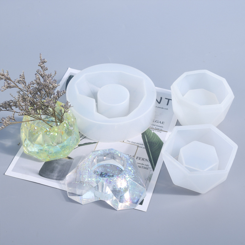 Three flower pots wholesale crystal gel silicone mold for the production of scented candle flower pots