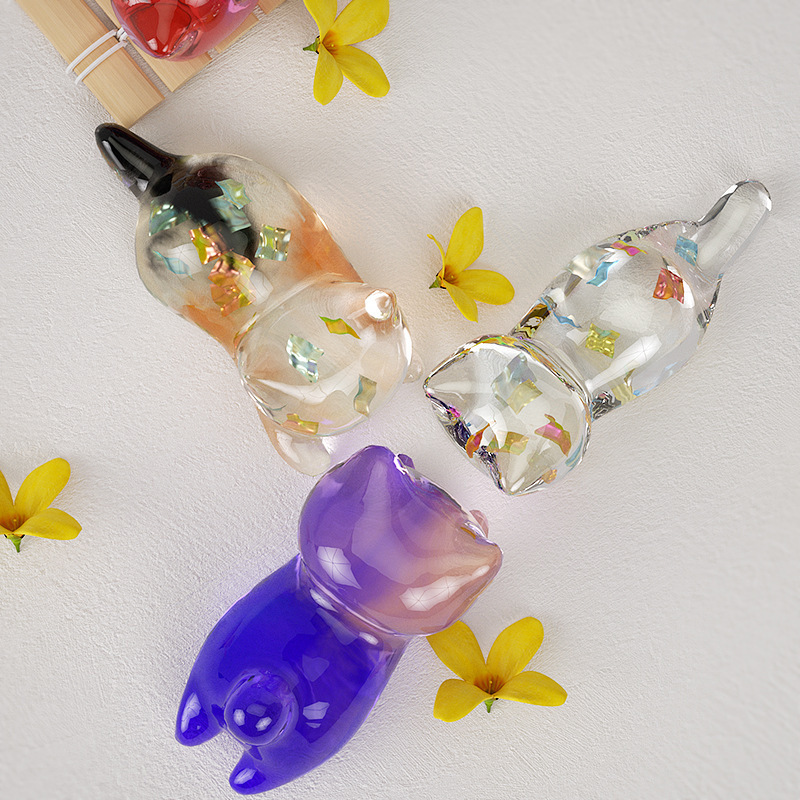 DIY crystal drip 3D solid lying on the back of cute little cat key chain penholder plasterware siliceous molds