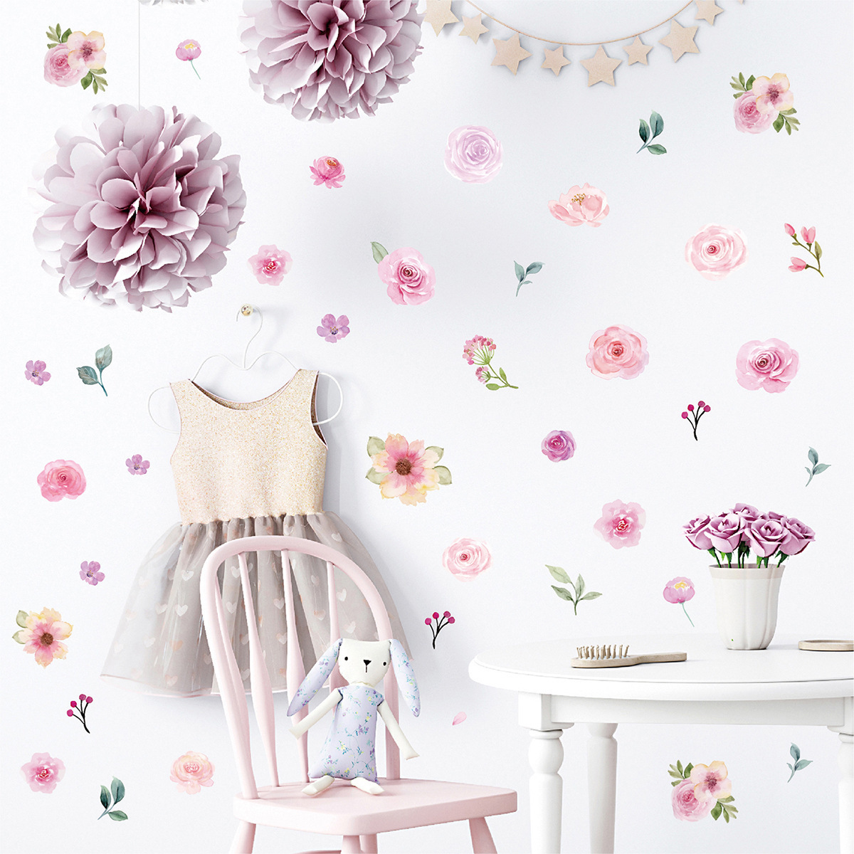 Wholesale Custom Flowers Wall Stickers Romantic Wedding Flower Wallpaper 3d Background Large Size Wall Sticker