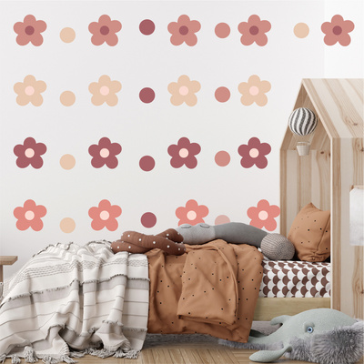 Custom Cartoon BOHO Flower Kids Wall Stickers Decoration Home Removable Vinyl Wall Paper Stickers for Kids Nursery Bedroom