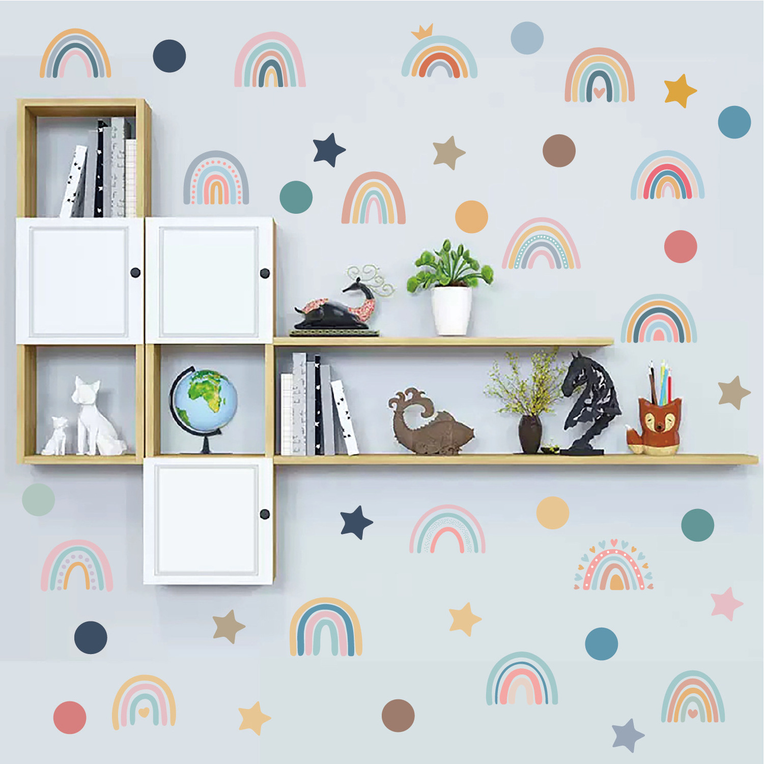 Rainbow Home Decoration Self Adhesive Wall Stickers,Wall Decal for Kids Bedroom Decoration Waterproof Vinyl Wall Decor Sticker