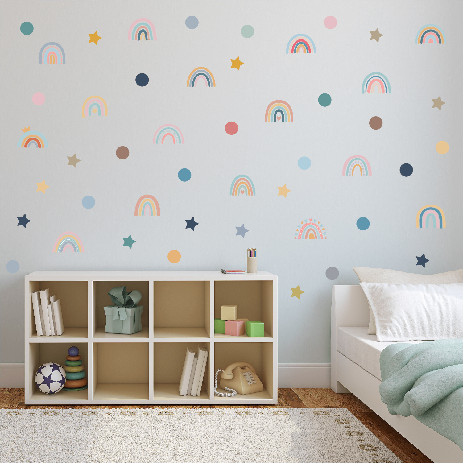 Rainbow Home Decoration Self Adhesive Wall Stickers,Wall Decal for Kids Bedroom Decoration Waterproof Vinyl Wall Decor Sticker