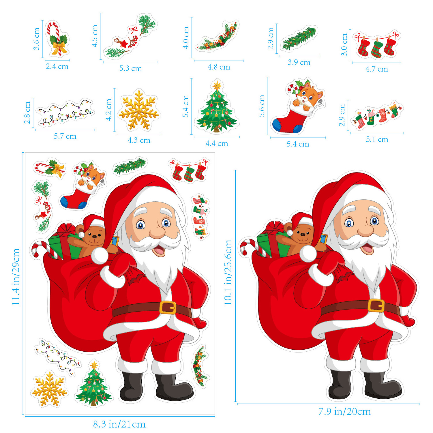 Christmas Waterproof Vinyl Transparent Window Stickers Home Decor,Clear Christmas Wall Stickers For Kids Room Decorations