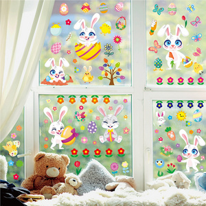 PVC Kiss Cut Transparent Easter No Glue Clear Static Clings Decals Double Sides Window Stickers