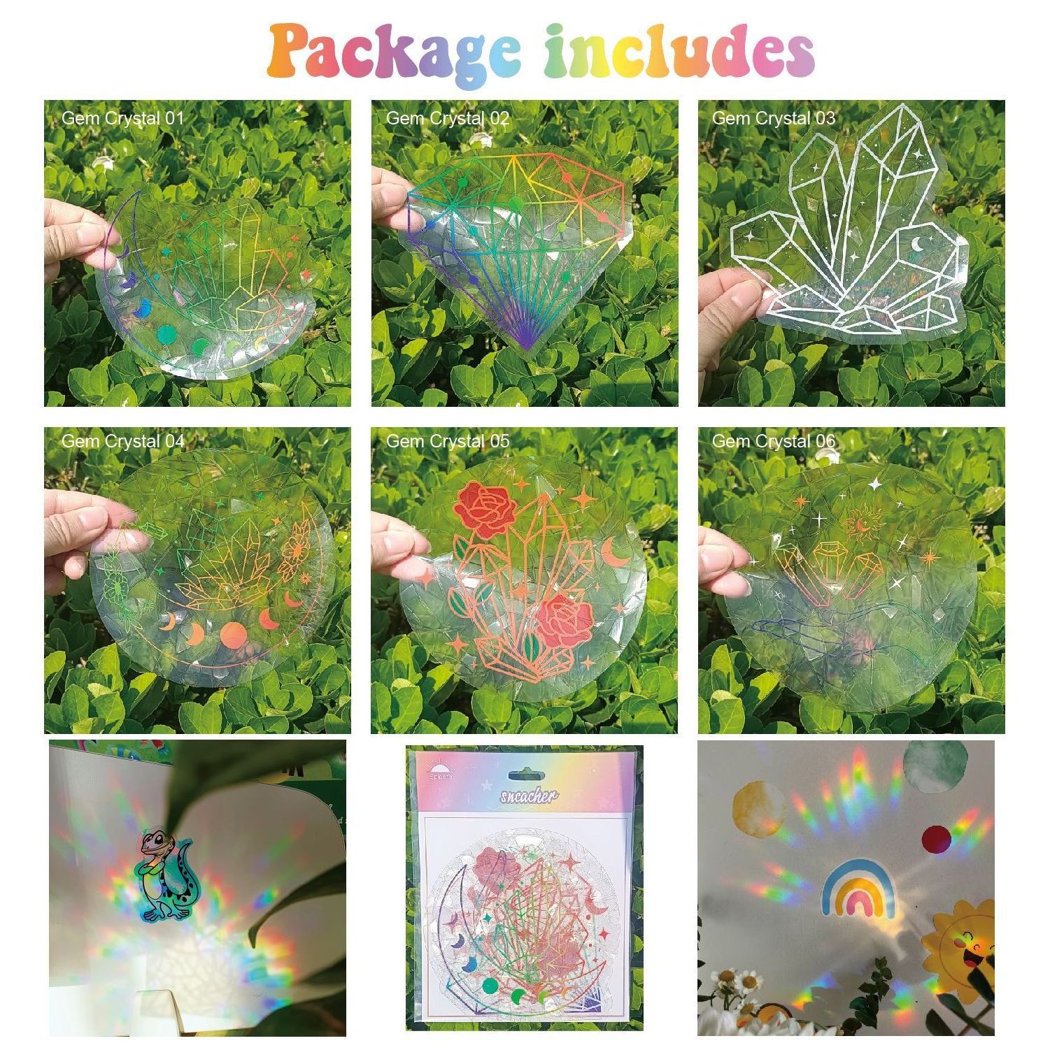 Suncatcher Rainbow Window Film 3D Stickers Window Clings for Glass Decals Clings Custom Prism Rainbow Maker Sun catcher Sticker