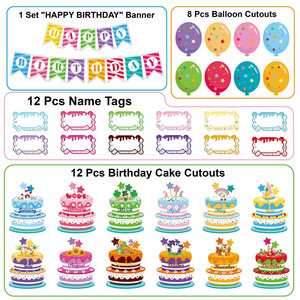 Hot Sale PVC Material Birthday Card Decorative Wall Stickers Pasting Cake Children Family Party Scene Decor for Family Parties