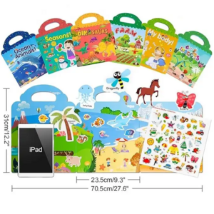 15 styles Wholesale Eco friendly Reusable Waterproof DIY Gift Stickers Book for Kids custom sticker sheet