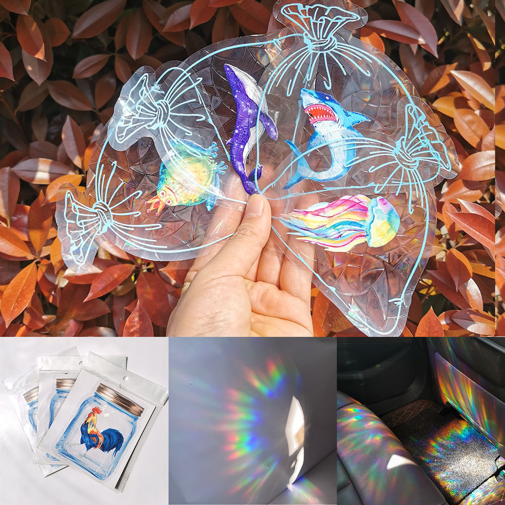 6PCS Suncatcher Rainbow Window Stickers 3D Window Clings for Glass Decals Clings Custom Prism Rainbow Maker Sun catcher Sticker