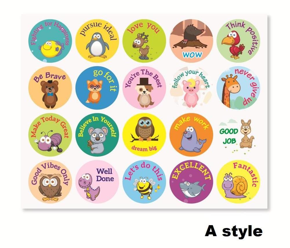 Encouragement Sticker Roll for Kids Motivational Stickers Cute Animals for Students Teachers Classroom Use 5 Designs