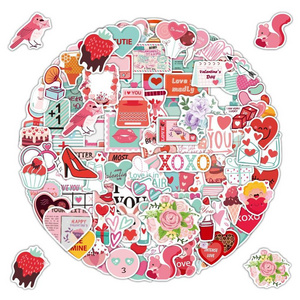 100pcs Valentine's Day Stickers Full Color Vinyl Waterproof Sticker Pack Water Bottles Laptop Decorative Love Custom Sticker