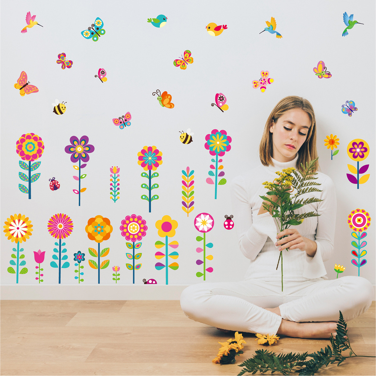 Factory Direct Sales Self Adhesive Classroom Decor Cartoon Numbers School Dormitory Class Educational Flower Wall Stickers