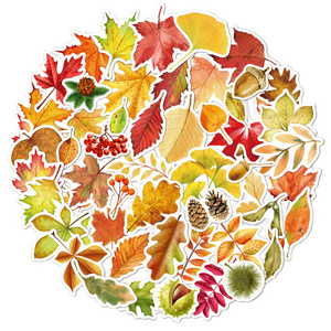 46pcs Leaves falling Sticker Vintage Autumn Stickers DIY Decoration Scrapbooking Office School Supplies Waterproof vinyl sticker