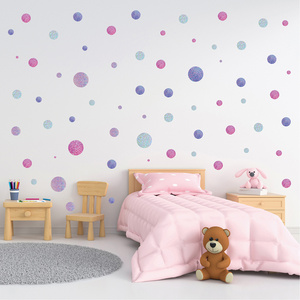 Baby Decoration Room Cartoon Polka Dot Wall Stickers Laser Home Decoration Stickers Self-adhesive Colorful Wall Stickers