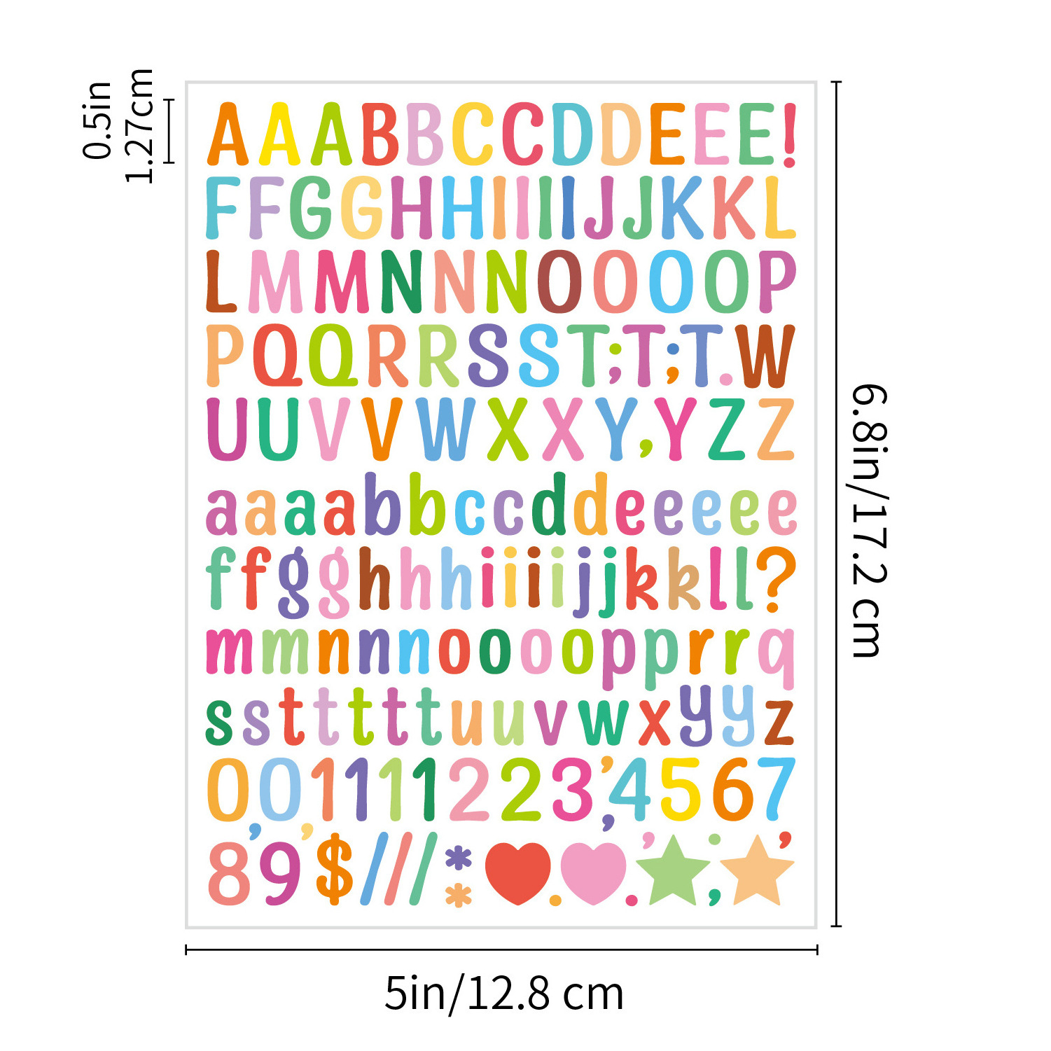 15 Sheets Numbers Letter Stickers Colorful Vinyl Alphabet Sticker Letter Label Logo Self Adhesive Waterproof Decorative Decal