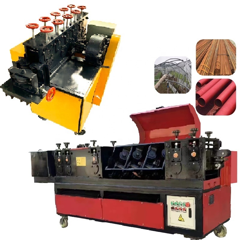 25 / 32 / 48 mm  steel pipe wire straightening machine scaffold used iron round pipe straightener and deburing machine