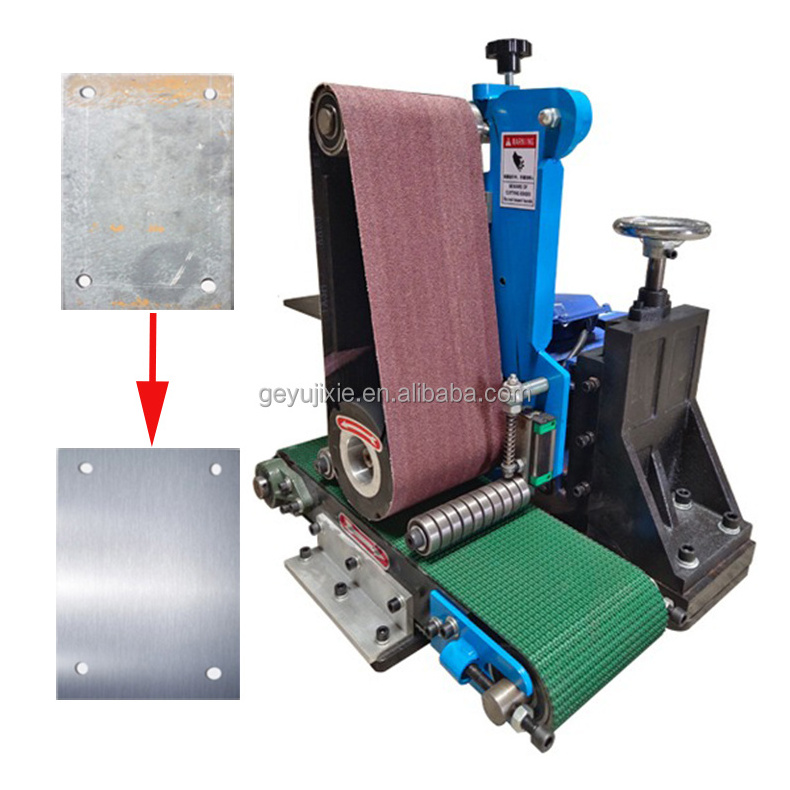 Small desktop sand belt plate metal polishing machine stainless steel hairline finish polishing machine metal deburing machine