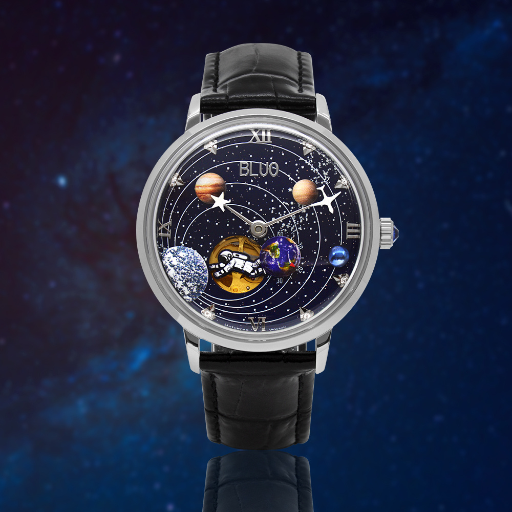 Luxury moon space explore watch Men Fashion stainless steel Mechanical Watch Moon Earth dial watch