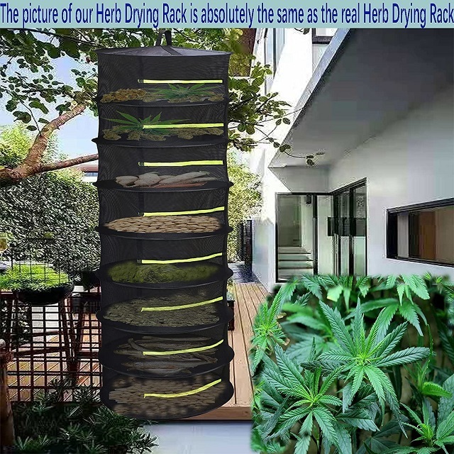 8 layer Herb Drying Rack Plant Hanging Mesh Dry Net With Green Zipper vegetable and fruit charts meat canning plant