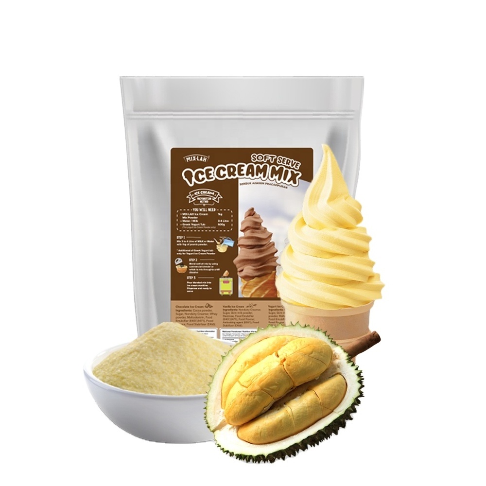 Malaysia Durian Ice Cream Soft Serve Mix Powder Characteristic Milky White Powder for Ice Cream Shop from MY