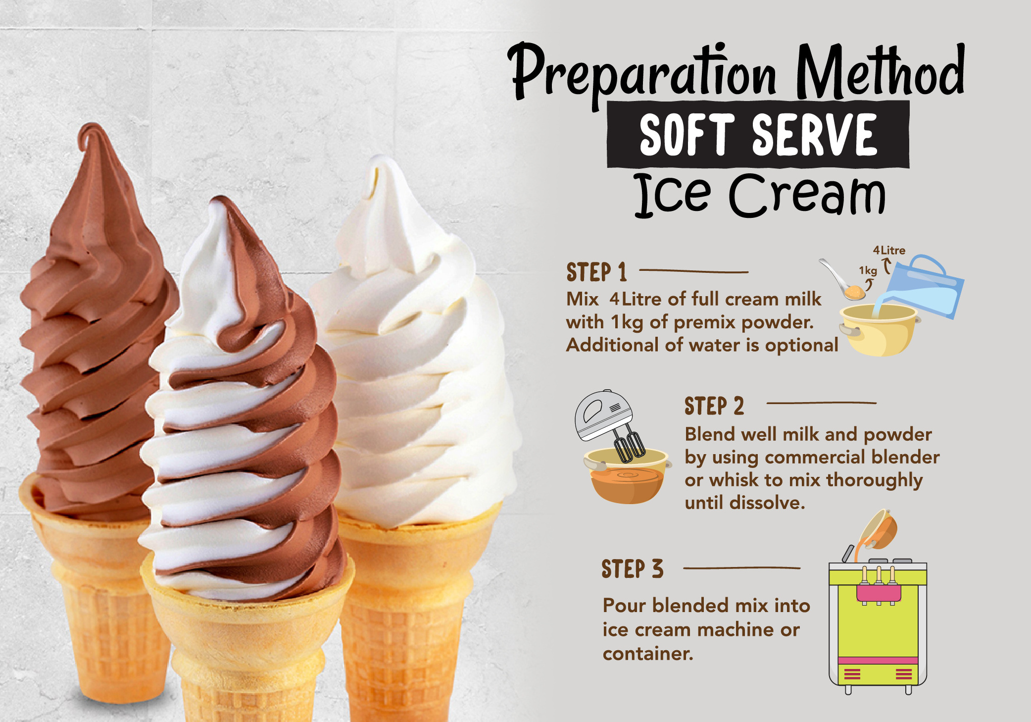 Halal Premium Quality Malaysia White Coffee Ice Cream Soft Serve Mix Powder 1kg for Vending Machine Soft Serve