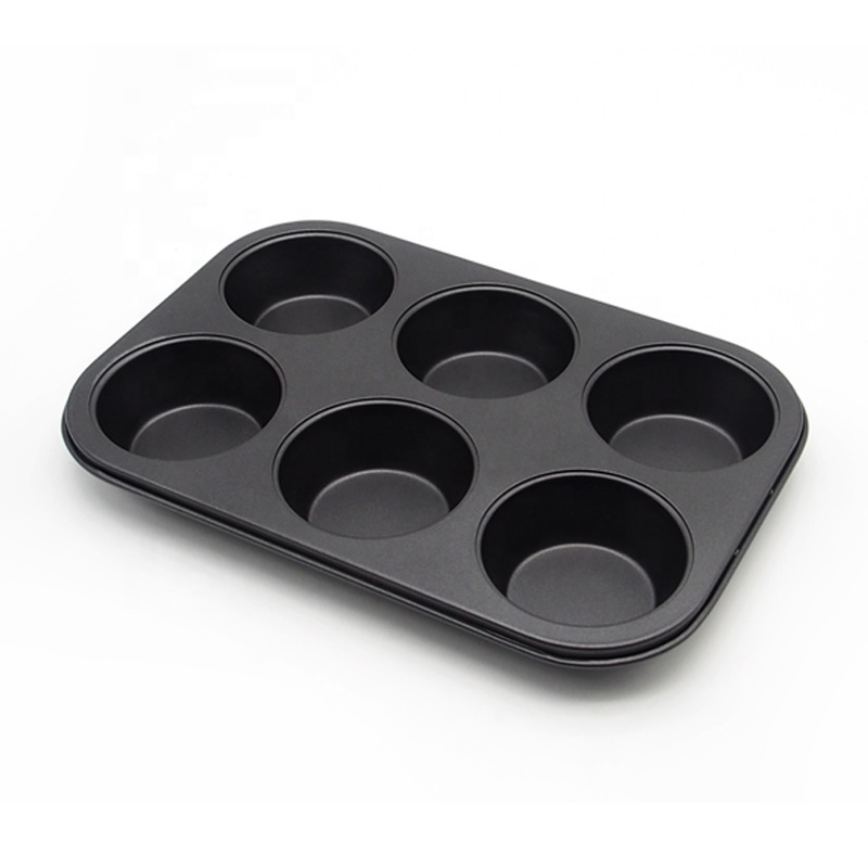 Black Silver Gold Nonstick carbon steel 6 Cups Muffin Pan Cupcake Baking Pan Bakeware