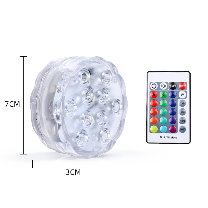 Remote LED Puck Outdoor Battery Powered Swimming Pool Lighting Underwater Decor RGB Puck Light Submersible Aquarium Light