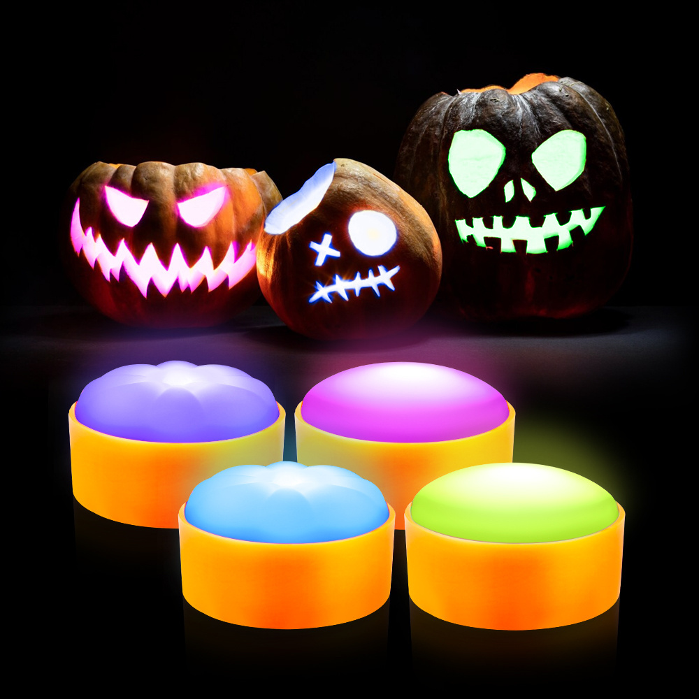 Jack O Lantern Outdoor Battery Lights Flameless Candles Pumpkin Operated With Timer Waterproof Tea Outdoor Puck Lights