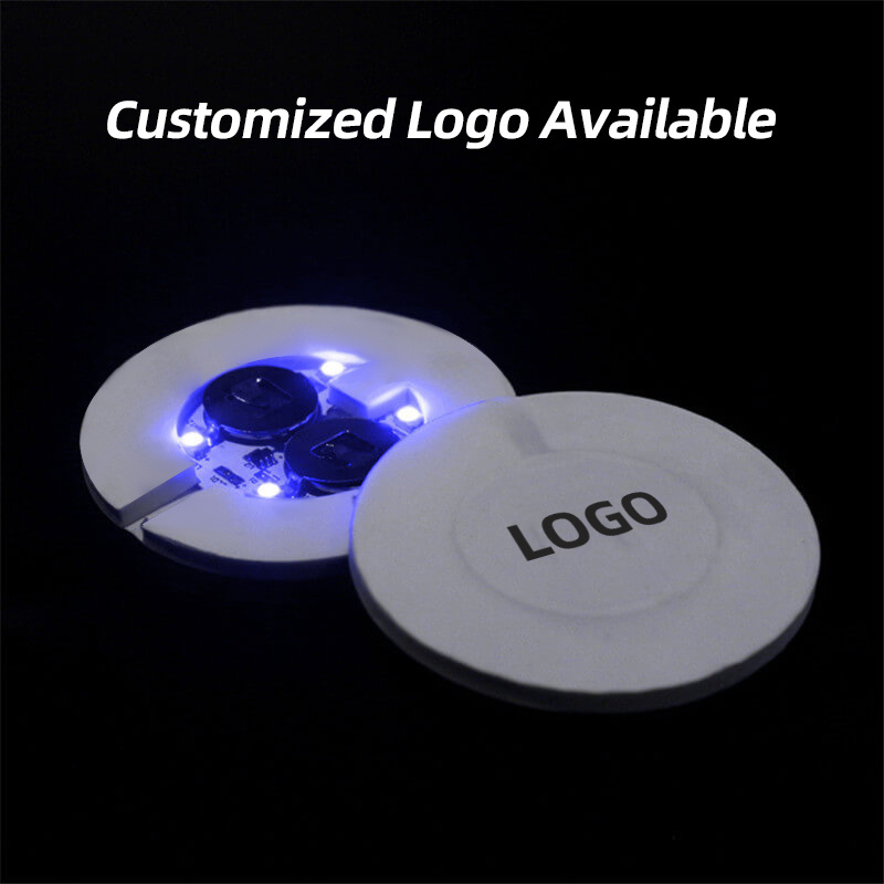 Led Coasters Night Club Party Supplies Decorations Small Bottom Lights Light Up Coasters Self-adhesive Rounded Bottle Lights