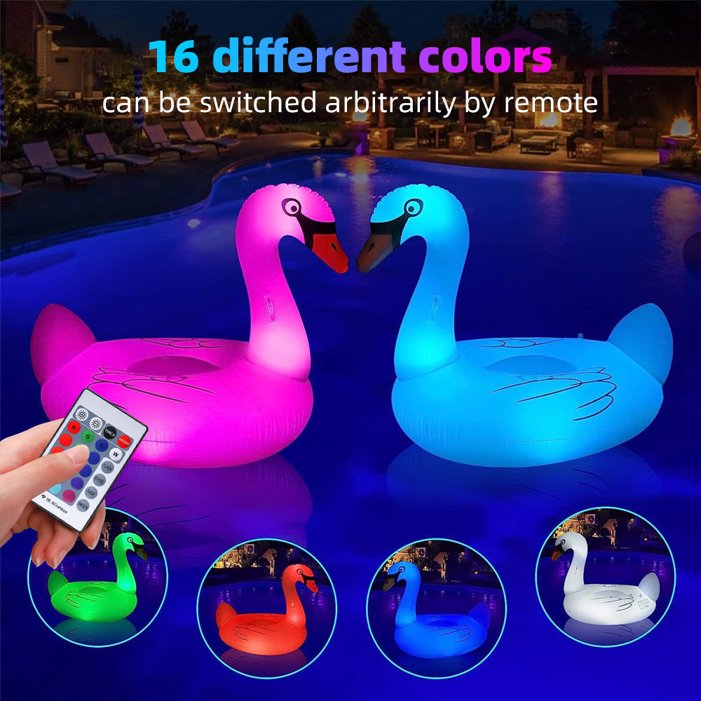 Solar Powered Floating Lights Waterproof Inflatable Outdoor Swan Pool Float Multi-Color LED Waterproof Floating Pool Light