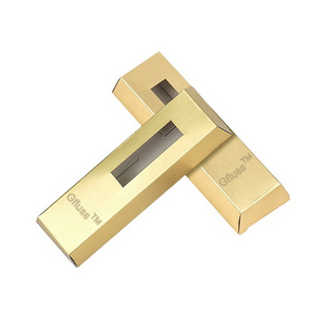 Custom Cartridge Packaging Gold color packwoods runty paper box Cardboard Paper Box With Pvc Window