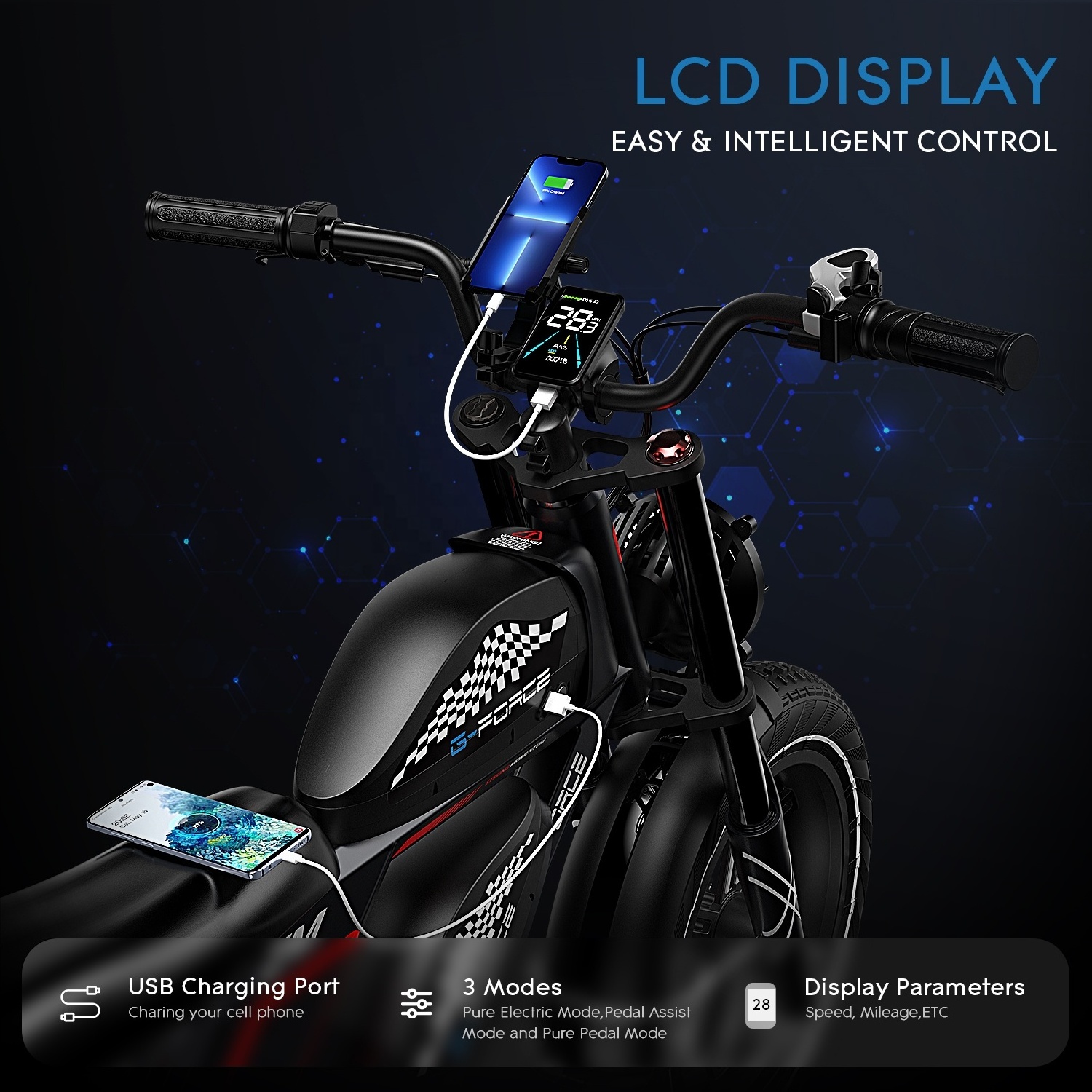 Dual lithium battery Electric bike 48V 40Ah 750W brushless geared motor electric bicycle