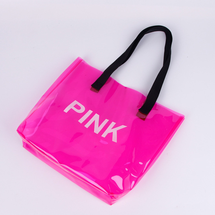 Custom fashion handbag transparent clear neon PVC tote bag