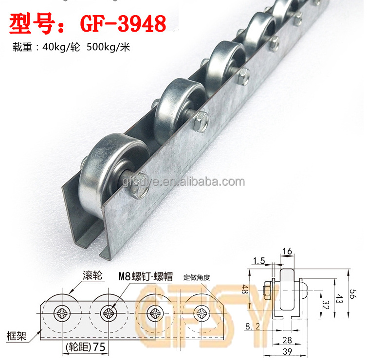 heavy duty roller track zinc plated wheel rails/conveyor placon for pipe rack/placon roller track