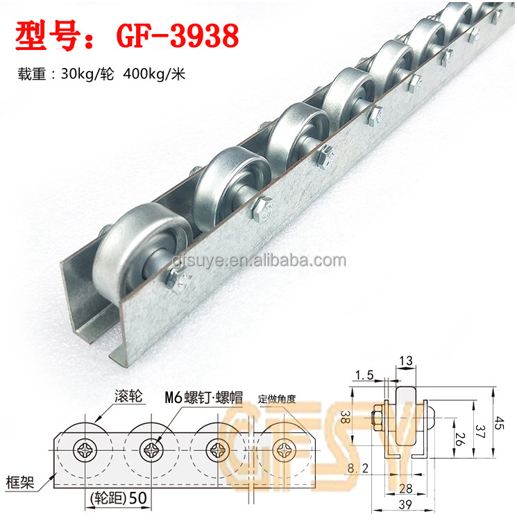 heavy duty roller track zinc plated wheel rails/conveyor placon for pipe rack/placon roller track