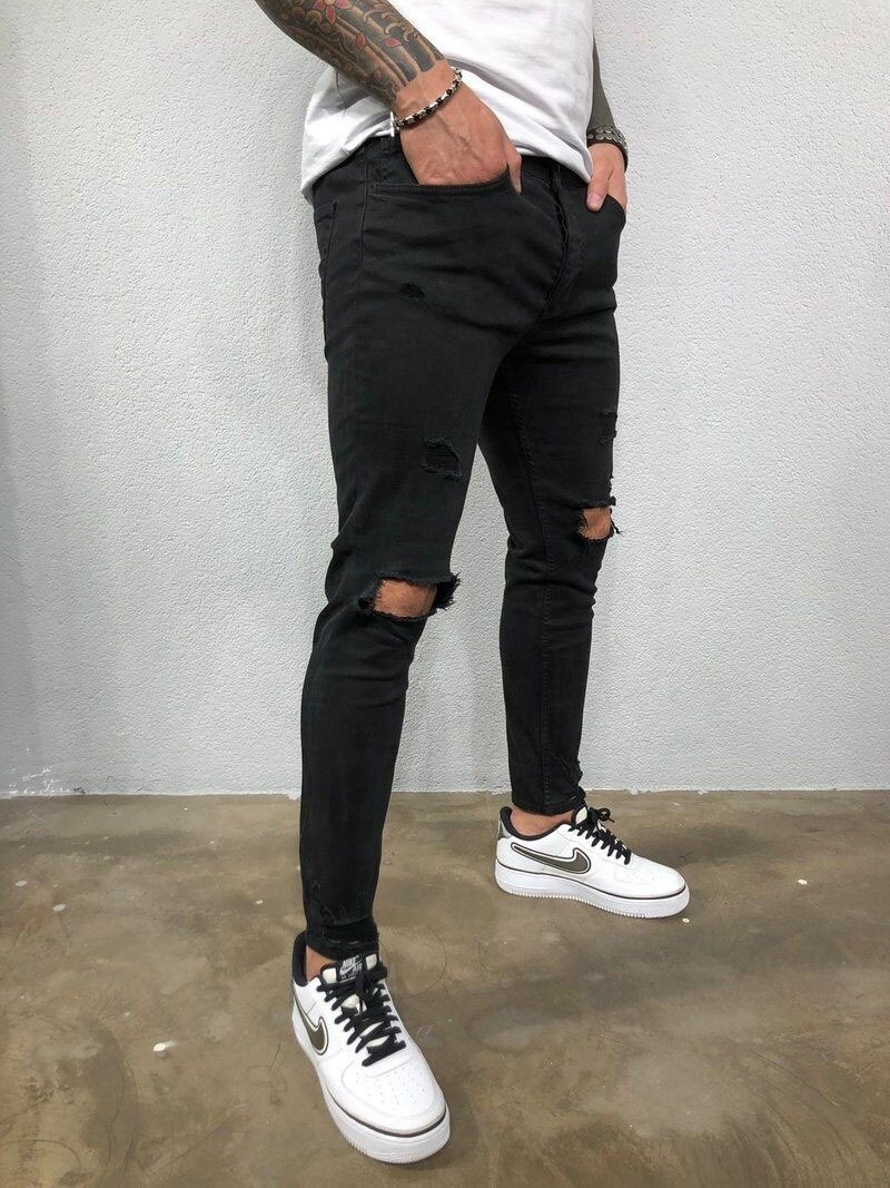 Pantalon De Jean Wholesale Hommes Stacked Jeans Men's Denim Man Pants Stock Pantalones De Hombre Jeans Custom Ripped Skinny