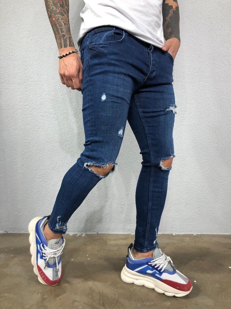 Pantalon De Jean Wholesale Hommes Stacked Jeans Men's Denim Man Pants Stock Pantalones De Hombre Jeans Custom Ripped Skinny