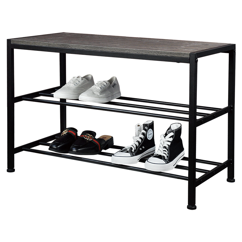 Entryway Shoe Rack Bench Storage Organizer 2 Tier Shelf with Industrial MDF Board and wire net Layer for Bedroom Living Room