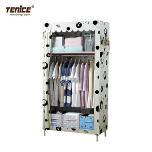 Tenice Modern Classical cheap portable Bedroom kids cloth metal closet Wardrobe of Fabric Customized Home organizer Furniture