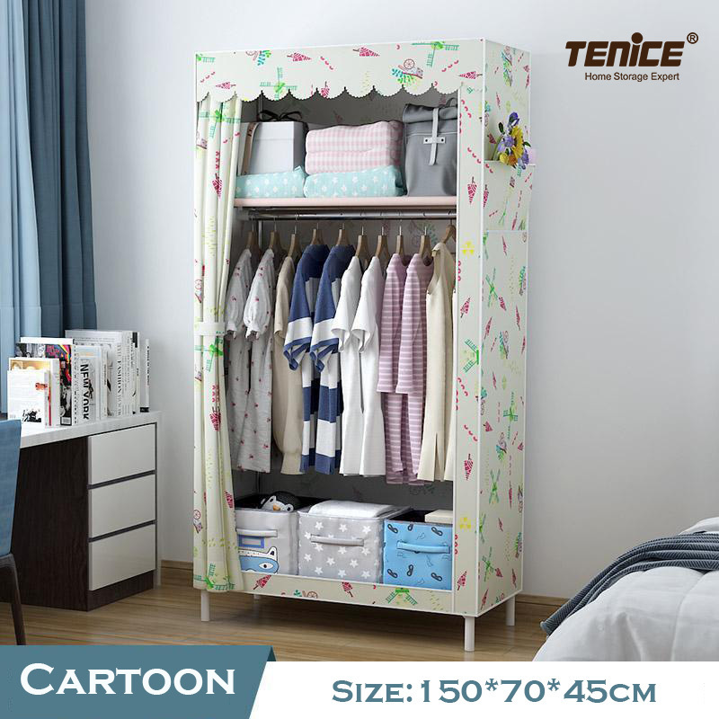 Tenice Modern Classical cheap portable Bedroom kids cloth metal closet Wardrobe of Fabric Customized Home organizer Furniture